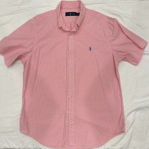 Ralph Lauren Men's Short Sleeve Button Up Size Large - Pink/White